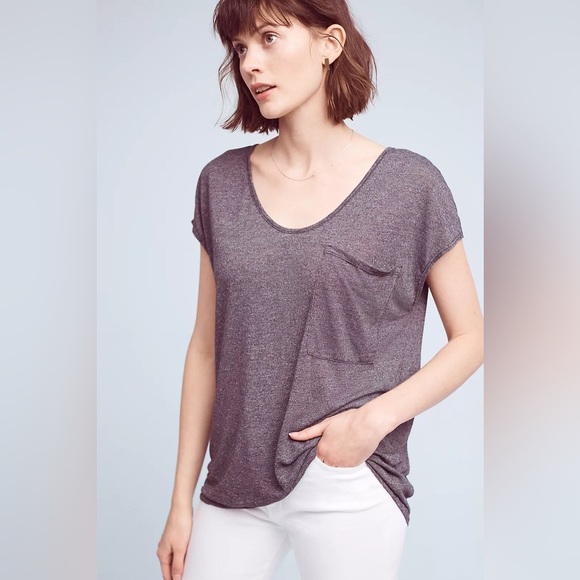 Anthropologie Michael Stars Anna Jersey Tee in Tan OS - Picture 1 of 10